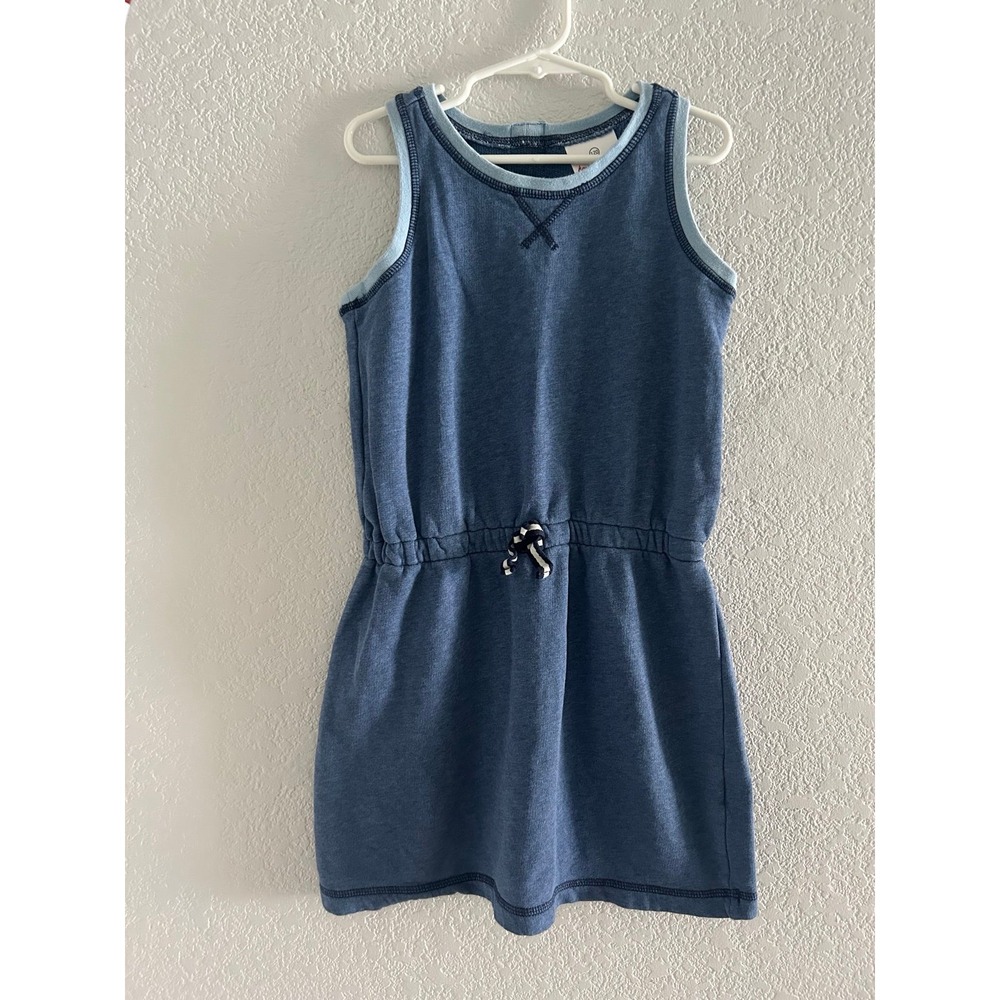 Hanna Andersson Athletic Zip Back Tank Top Dress Heather Blue Size 6-7
